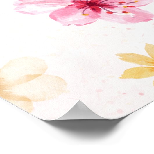 Gepersonaliseerde Zachte Waterverf Bloemen Naam Po Poster (Hoek)