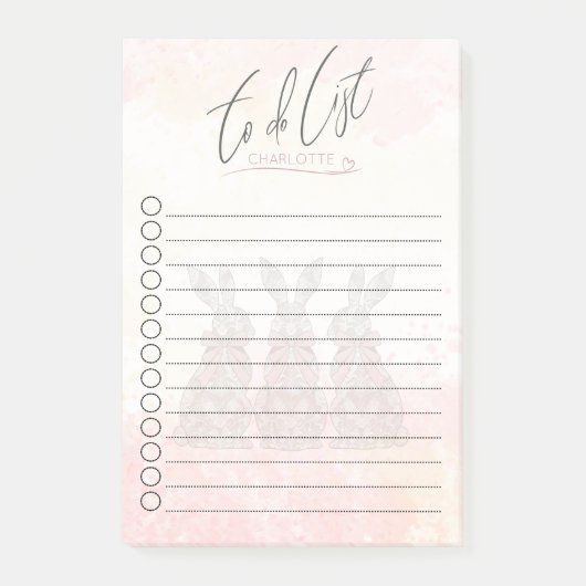 Gepersonaliseerde zachte Waterverf Bunny Design Post-it® Notes (Voorkant)