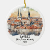 Gepersonaliseerde Zagreb Ornament, Kroatië Gift Keramisch Ornament (Voorkant)