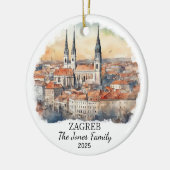 Gepersonaliseerde Zagreb Ornament, Kroatië Gift Keramisch Ornament (Links)