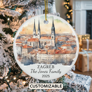 Gepersonaliseerde Zagreb Ornament, Kroatië Gift Keramisch Ornament