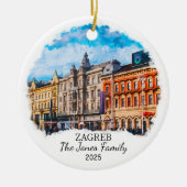 Gepersonaliseerde Zagreb Ornament, Kroatië Keramisch Ornament (Voorkant)