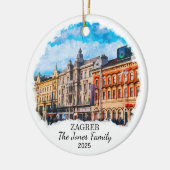 Gepersonaliseerde Zagreb Ornament, Kroatië Keramisch Ornament (Links)