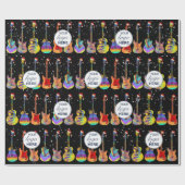 Gepersonaliseerde Zakelijke Logo Gitaar Kerstmis Cadeaupapier (Vlak)