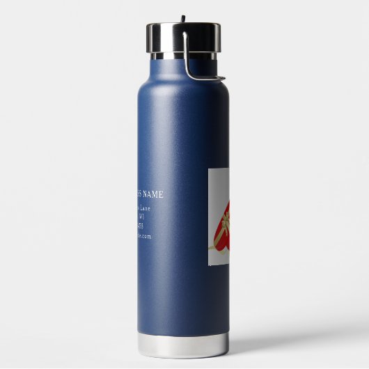 Gepersonaliseerde zakelijke Logo Naam Adres Marine Waterfles (Links)