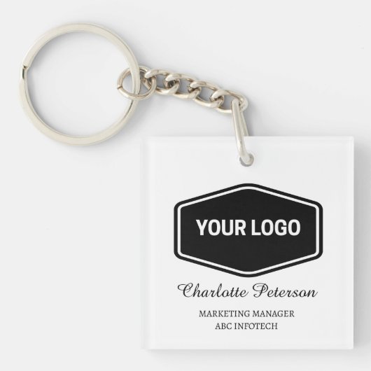 Gepersonaliseerde Zakelijke Logo & QR Code Promoti Sleutelhanger (Voorkant)