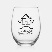 Gepersonaliseerde zakelijke Logo Stemless Wijnglas Zonder Voet (Voorkant)