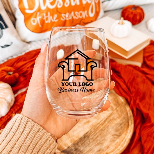 Gepersonaliseerde zakelijke Logo Stemless Wijnglas Zonder Voet