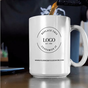 Gepersonaliseerde zakelijke promotie logo website tweekleurige koffiemok