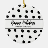 Gepersonaliseerde zakelijke zwart-wit nieuwjaar keramisch ornament (Voorkant)