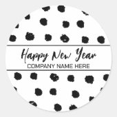 Gepersonaliseerde zakelijke zwart-wit nieuwjaar ronde sticker (Voorkant)