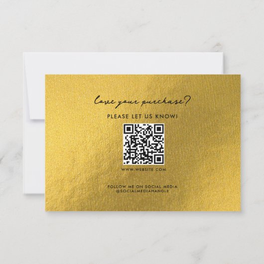 Gepersonaliseerde zaken Dank u Logo Luxury Gold Bedankkaart (Achterkant)