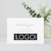 Gepersonaliseerde zaken Dank u Logo Paarse Bedankkaart (Staand voorkant)