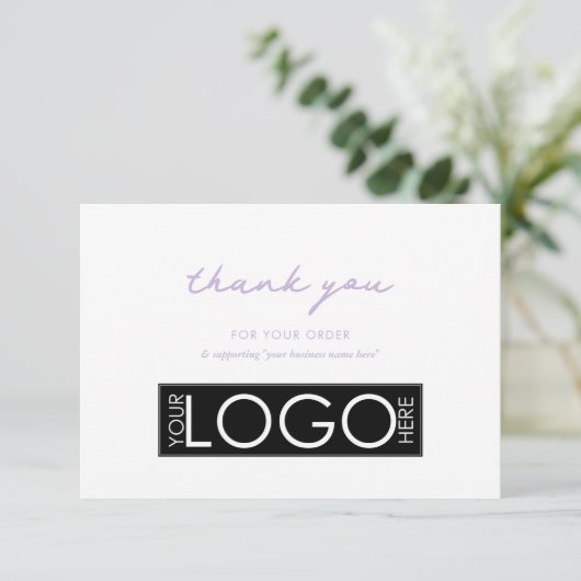 Gepersonaliseerde zaken Dank u Logo Paarse Bedankkaart (Staand voorkant)