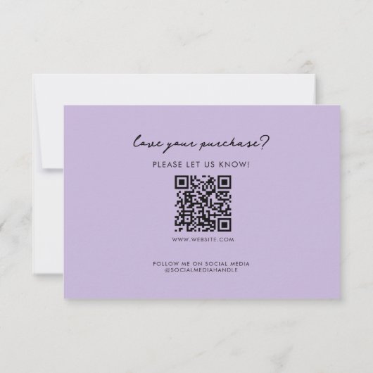 Gepersonaliseerde zaken Dank u Logo Paarse Bedankkaart (Achterkant)