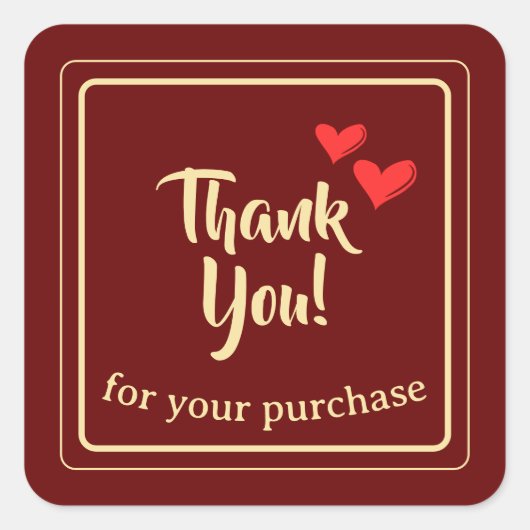 Gepersonaliseerde zaken dank u tekst vierkante sticker (Voorkant)