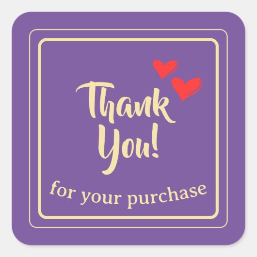 Gepersonaliseerde zaken dank u tekst vierkante sticker (Voorkant)