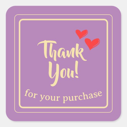 Gepersonaliseerde zaken dank u tekst vierkante sticker (Voorkant)