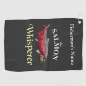 Gepersonaliseerde zalm fluisteraar donker Gevist h Golfhanddoek (Horizontaal)