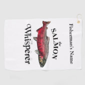 Gepersonaliseerde zalm fluisteraar licht Gevist ha Golfhanddoek (Horizontaal)