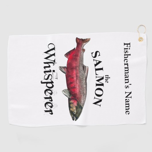 Gepersonaliseerde zalm fluisteraar licht Gevist ha Golfhanddoek (Horizontaal)