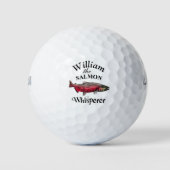 Gepersonaliseerde zalm fluisteraar visser golfballen (Voorkant)