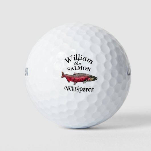 Gepersonaliseerde zalm fluisteraar visser golfballen (Voorkant)