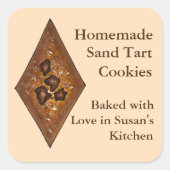 Gepersonaliseerde Zand Tart Kerstkoekje PA Nederla Vierkante Sticker (Voorkant)