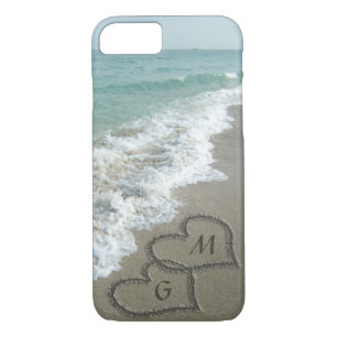 Gepersonaliseerde zandharten op het strand Case-Mate iPhone case