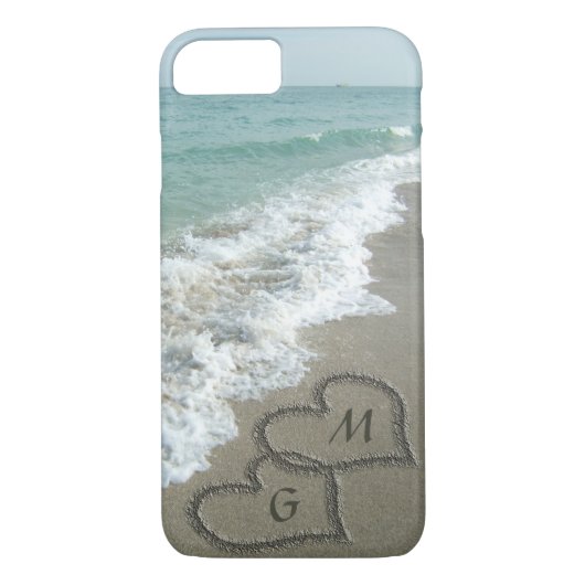 Gepersonaliseerde zandharten op het strand Case-Mate iPhone case (Achterkant)