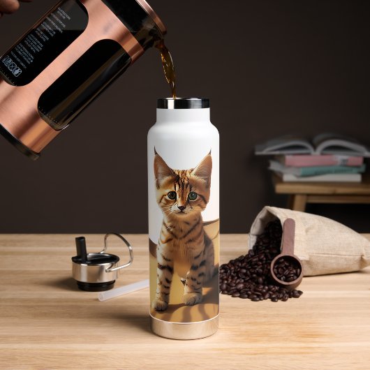 Gepersonaliseerde zandkat waterfles (Koffie)