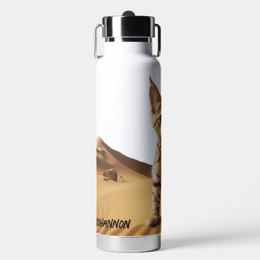 Gepersonaliseerde zandkat waterfles (Voorkant)