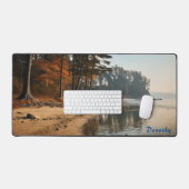Gepersonaliseerde zandstrand met bomen Desk Mat (Keyboard & Muis)