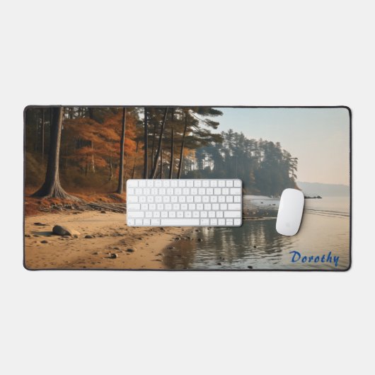 Gepersonaliseerde zandstrand met bomen Desk Mat (Keyboard & Muis)