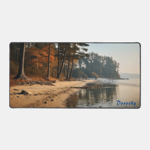 Gepersonaliseerde zandstrand met bomen Desk Mat