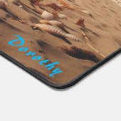 Gepersonaliseerde zandstrand met bomen Desk Mat (Hoek)