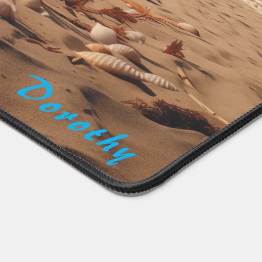 Gepersonaliseerde zandstrand met bomen Desk Mat (Hoek)