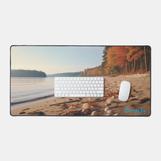Gepersonaliseerde zandstrand met bomen Desk Mat (Keyboard & Muis)