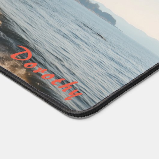 Gepersonaliseerde zandstrand met bomen Desk Mat (Hoek)