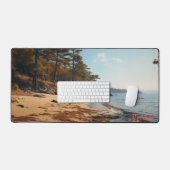 Gepersonaliseerde zandstrand met bomen Desk Mat (Keyboard & Muis)