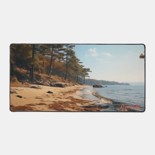 Gepersonaliseerde zandstrand met bomen Desk Mat (Voorkant)