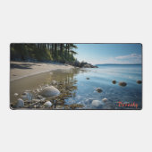Gepersonaliseerde zandstrand met bomen Desk Mat (Voorkant)