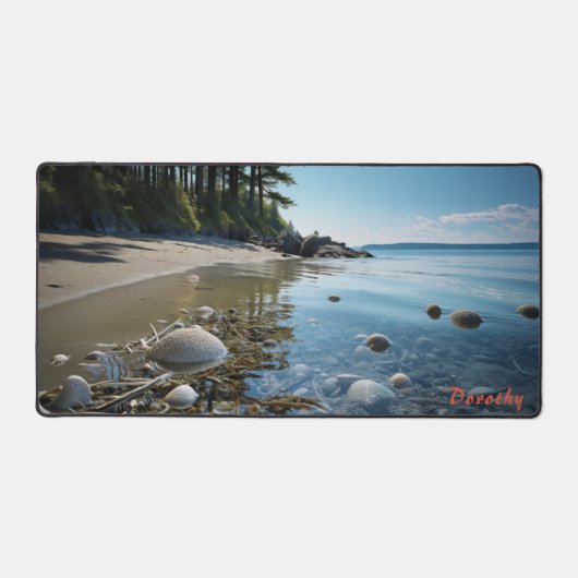 Gepersonaliseerde zandstrand met bomen Desk Mat (Voorkant)