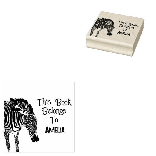 Gepersonaliseerde Zebra Dit boek behoort toe Rubberstempel (Gestempeld)