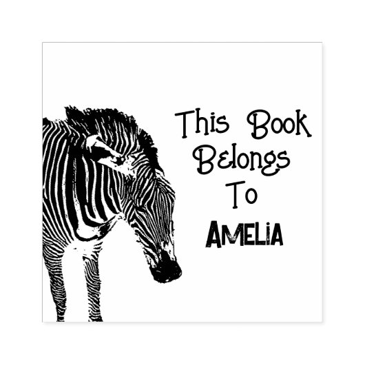 Gepersonaliseerde Zebra Dit boek behoort toe Rubberstempel (Afrduk)