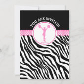 Gepersonaliseerde Zebra Print Cheer of Pom in Roze Kaart (Voorkant)