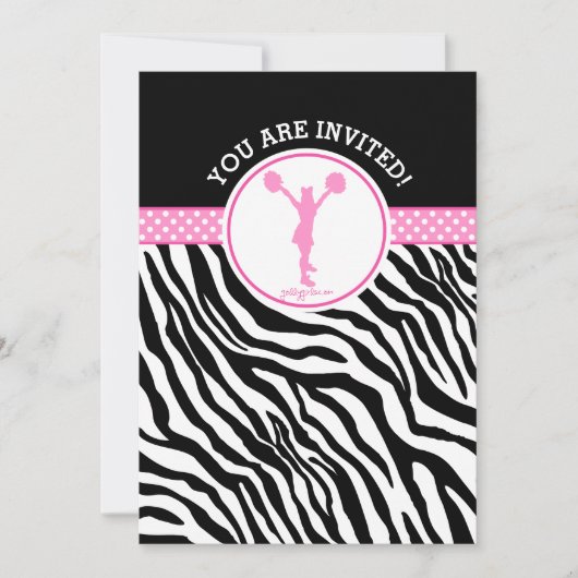 Gepersonaliseerde Zebra Print Cheer of Pom in Roze Kaart (Voorkant)