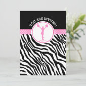 Gepersonaliseerde Zebra Print Cheer of Pom in Roze Kaart (Staand voorkant)