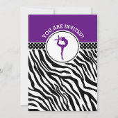 Gepersonaliseerde Zebra Print Gymnastiek in Paarse Kaart (Voorkant)