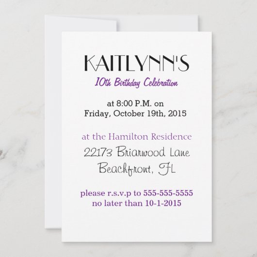 Gepersonaliseerde Zebra Print Gymnastiek in Paarse Kaart (Achterkant)